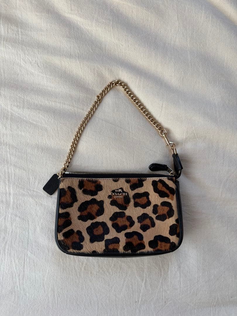 COACH Y2K レオパード柄 ハラコ チェーンショルダーバッグ 画像4