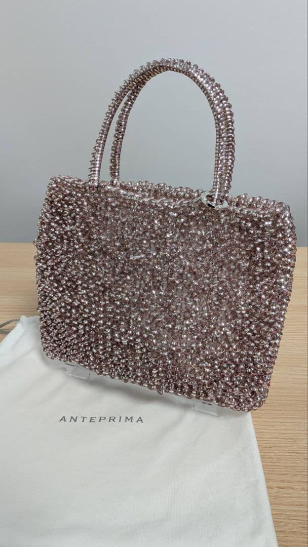 美品 アンテプリマ ワイヤーバッグ ハンドバッグ シルバーピンク